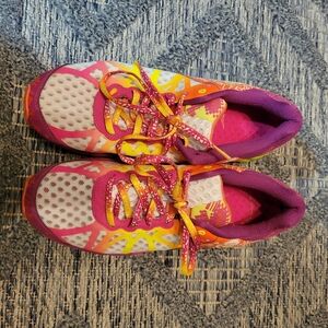 Asics Pink and Yellow Athletic Shoes Vibrant Design